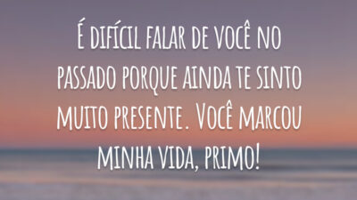 É difícil falar de você no passado porque ainda te sinto muito presente. Você marcou minha vida, primo!