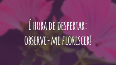 É hora de despertar: observe-me florescer!