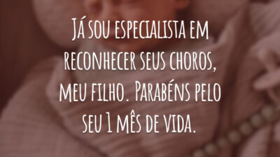 Já sou especialista em reconhecer seus choros, meu filho. Parabéns pelo seu 1 mês de vida.