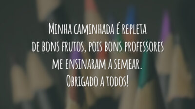 Minha caminhada é repleta de bons frutos, pois bons professores me ensinaram a semear. Obrigado a todos!