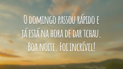 O domingo passou rápido e já está na hora de dar tchau. Boa noite. Foi incrível!