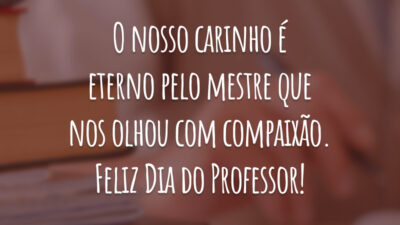 O nosso carinho é eterno pelo mestre que nos olhou com compaixão. Feliz Dia do Professor!