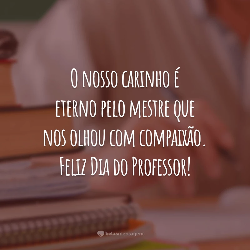 O nosso carinho é eterno pelo mestre que nos olhou com compaixão. Feliz Dia do Professor!