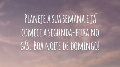 Planeje a sua semana e já comece a segunda-feira no gás. Boa noite de domingo!