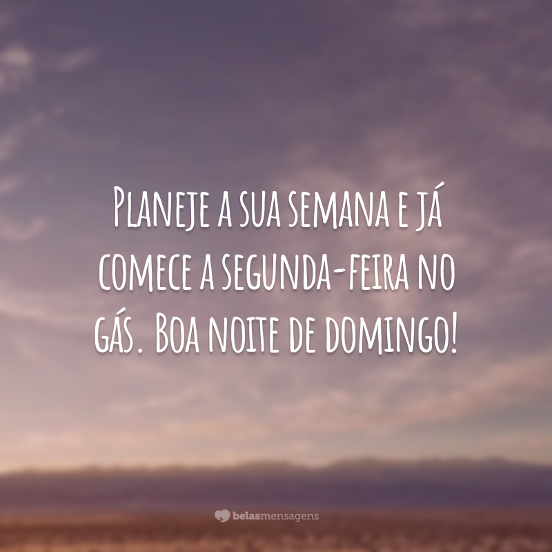 Planeje a sua semana e já comece a segunda-feira no gás. Boa noite de domingo!