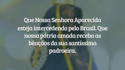 Que Nossa Senhora Aparecida esteja intercedendo pelo Brasil. Que nossa pátria amada receba as bênçãos da sua santíssima padroeira.