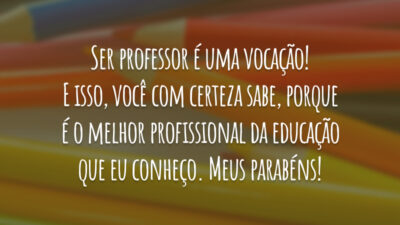 Ser professor é uma vocação! E isso, você com certeza sabe, porque é o melhor profissional da educação que eu conheço. Meus parabéns!