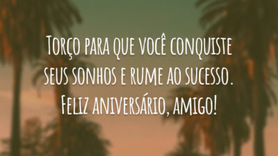 Torço para que você conquiste seus sonhos e rume ao sucesso. Feliz aniversário, amigo!