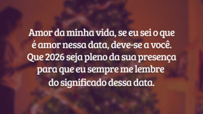 Amor da minha vida, se eu sei o que é amor nessa data, deve-se a você. Que 2026 seja pleno da sua presença para que eu sempre me lembre do significado dessa data.