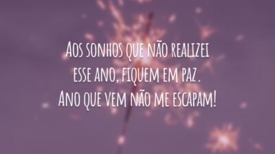 Aos sonhos que não realizei esse ano, fiquem em paz. Ano que vem não me escapam!