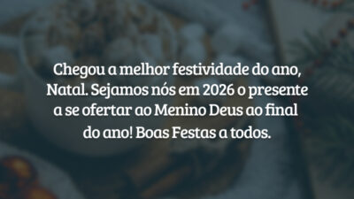 Chegou a melhor festividade do ano, Natal. Sejamos nós em 2026 o presente a se ofertar ao Menino Deus ao final do ano! Boas Festas a todos.