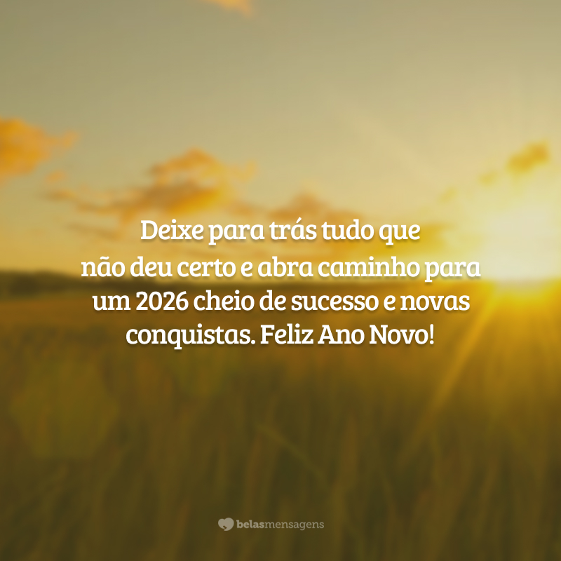 Deixe para trás tudo que não deu certo e abra caminho para um 2026 cheio de sucesso e novas conquistas. Feliz Ano Novo!
