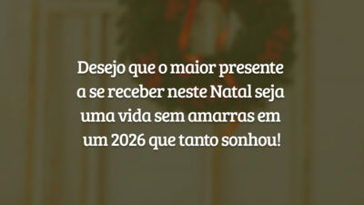 Desejo que o maior presente a se receber neste Natal seja uma vida sem amarras em um 2026 que tanto sonhou!