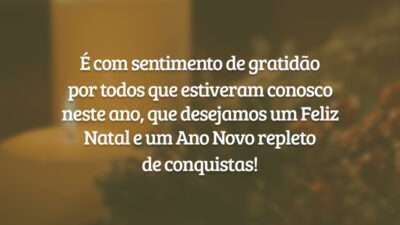 É com sentimento de gratidão por todos que estiveram conosco neste ano, que desejamos um Feliz Natal e um Ano Novo repleto de conquistas!