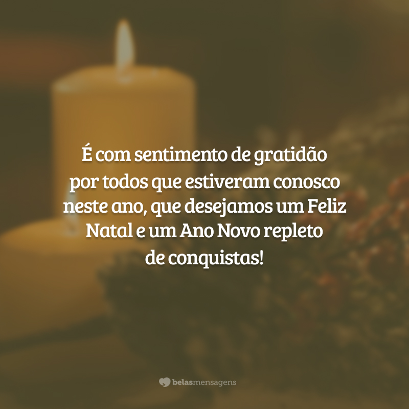 É com sentimento de gratidão por todos que estiveram conosco neste ano, que desejamos um Feliz Natal e um Ano Novo repleto de conquistas!