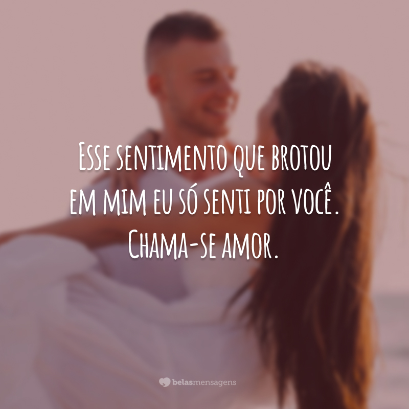 Esse sentimento que brotou em mim eu só senti por você. Chama-se amor.