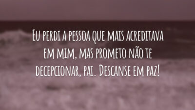 Eu perdi a pessoa que mais acreditava em mim, mas prometo não te decepcionar, pai. Descanse em paz!