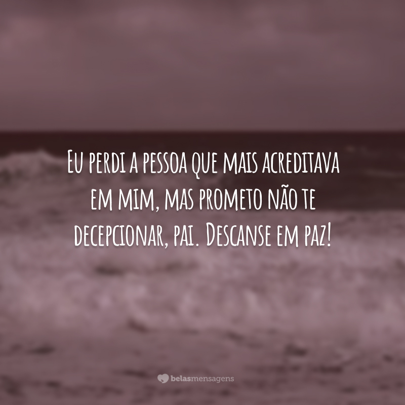 Eu perdi a pessoa que mais acreditava em mim, mas prometo não te decepcionar, pai. Descanse em paz!