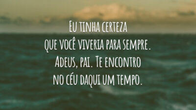 Eu tinha certeza que você viveria para sempre. Adeus, pai. Te encontro no céu daqui um tempo.