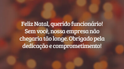 Feliz Natal, querido funcionário! Sem você, nossa empresa não chegaria tão longe. Obrigado pela dedicação e comprometimento!