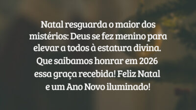 Natal resguarda o maior dos mistérios: Deus se fez menino para elevar a todos à estatura divina. Que saibamos honrar em 2026 essa graça recebida! Feliz Natal e um Ano Novo iluminado!