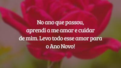 No ano que passou, aprendi a me amar e cuidar de mim. Levo todo esse amor para o Ano Novo!