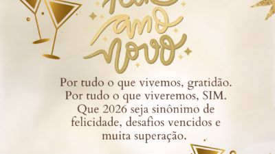 Por tudo o que vivemos, gratidão. Por tudo o que viveremos, SIM. Que 2026 seja sinônimo de felicidade, desafios vencidos e muita superação. Feliz Ano Novo!