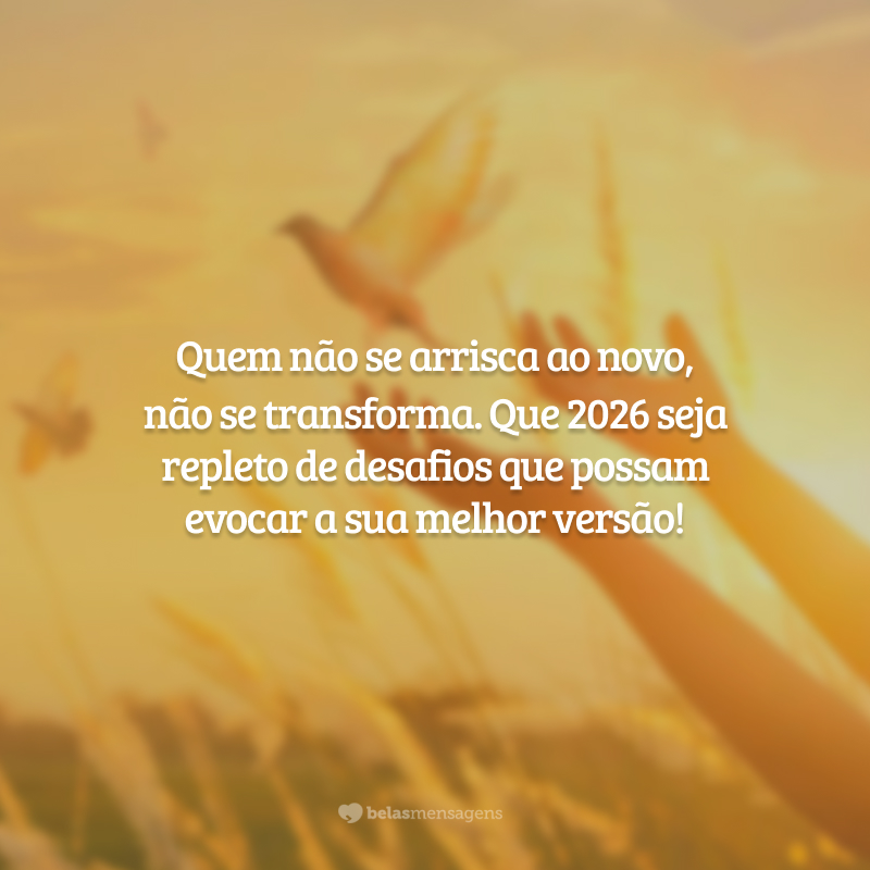Quem não se arrisca ao novo, não se transforma. Que 2026 seja repleto de desafios que possam evocar a sua melhor versão!