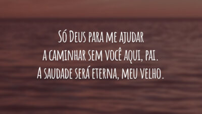 Só Deus para me ajudar a caminhar sem você aqui, pai. A saudade será eterna, meu velho.