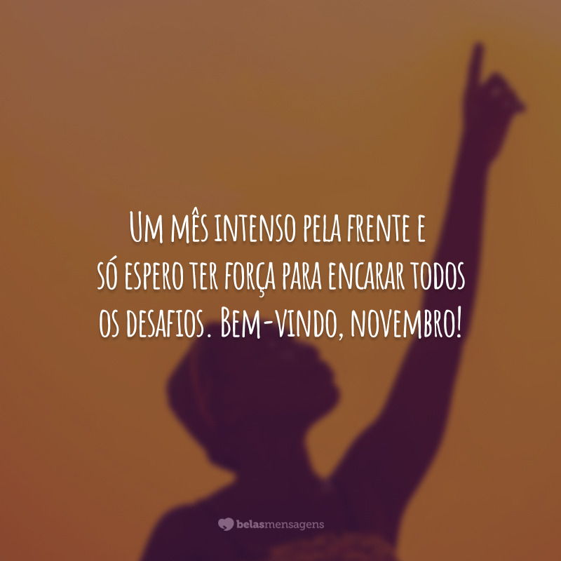 Um mês intenso pela frente e só espero ter força para encarar todos os desafios. Bem-vindo, novembro!