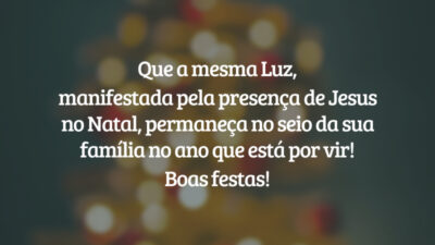 Que a mesma Luz, manifestada pela presença de Jesus no Natal, permaneça no seio da sua família no ano que está por vir! Boas festas!