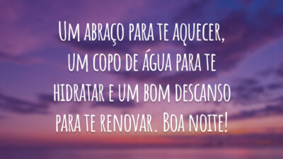 Um abraço para te aquecer, um copo de água para te hidratar e um bom descanso para te renovar. Boa noite!