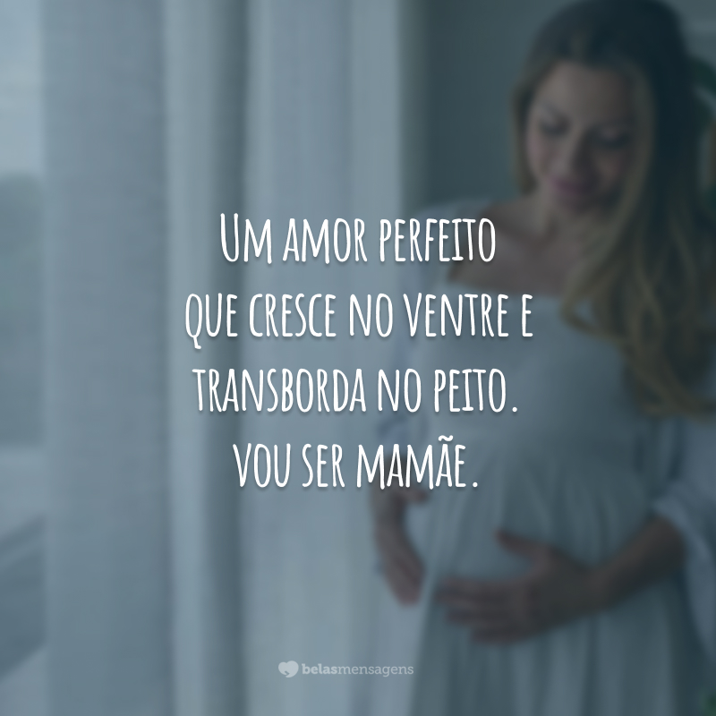 Um amor perfeito que cresce no ventre e transborda no peito. Vou ser mamãe.