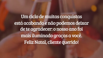 Um ciclo de muitas conquistas está acabando e não podemos deixar de te agradecer: nosso ano foi mais iluminado graças a você. Feliz Natal, cliente querido!