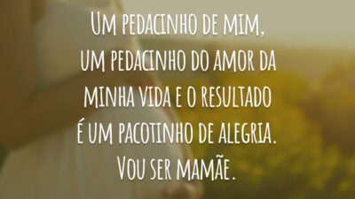 Um pedacinho de mim, um pedacinho do amor da minha vida e o resultado é um pacotinho de alegria. Vou ser mamãe.