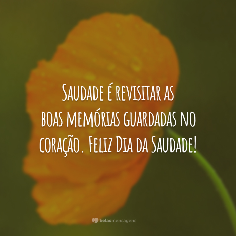 Saudade é revisitar as boas memórias guardadas no coração. Feliz Dia da Saudade!