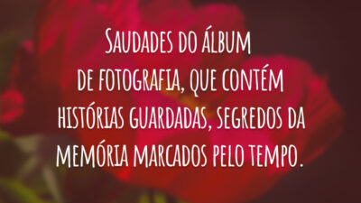 Saudades do álbum de fotografia, que contém histórias guardadas, segredos da memória marcados pelo tempo.