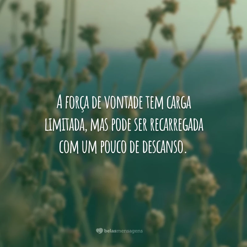 A força de vontade tem carga limitada, mas pode ser recarregada com um pouco de descanso.