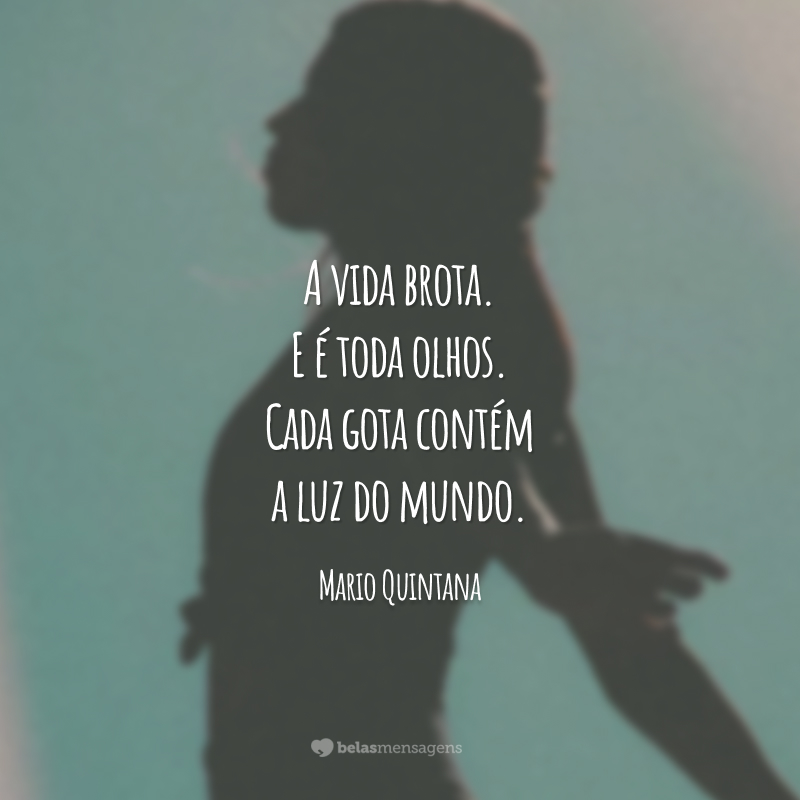 A vida brota. E é toda olhos. Cada gota contém a luz do mundo.