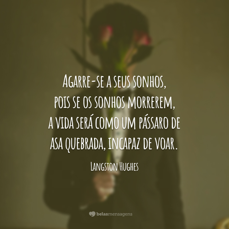 Agarre-se a seus sonhos, pois se os sonhos morrerem, a vida será como um pássaro de asa quebrada, incapaz de voar.