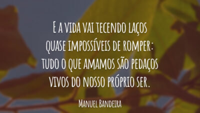 E a vida vai tecendo laços quase impossíveis de romper: tudo o que amamos são pedaços vivos do nosso próprio ser.
