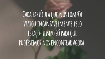 Cada partícula que nos compõe viajou incansavelmente pelo tempo e espaço só para que pudéssemos nos encontrar.