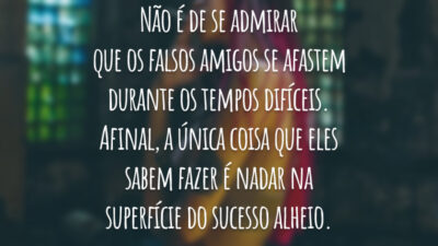 Não é de se admirar que os falsos amigos se afastem durante os tempos difíceis. Afinal, a única coisa que eles sabem fazer é nadar na superfície do sucesso alheio.