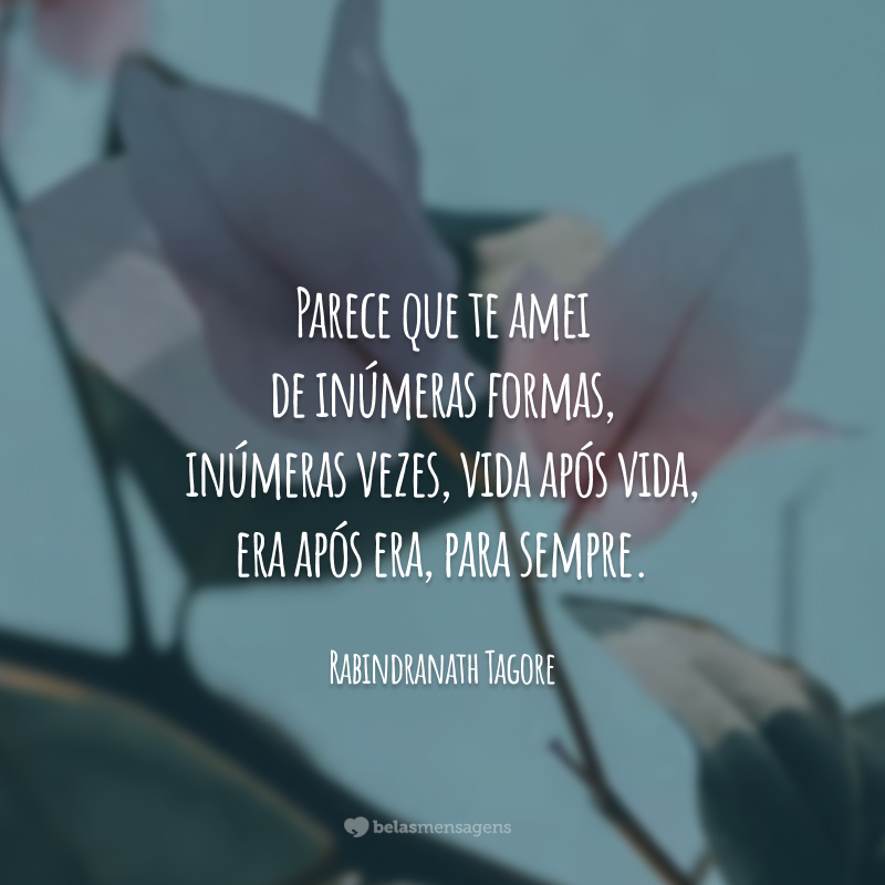 Parece que te amei de inúmeras formas, inúmeras vezes, vida após vida, era após era, para sempre.