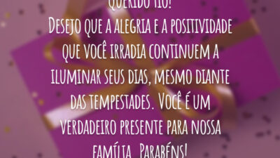 Querido tio! Desejo que a alegria e a positividade que você irradia continuem a iluminar seus dias, mesmo diante das tempestades. Você é um verdadeiro presente para nossa família. Parabéns!