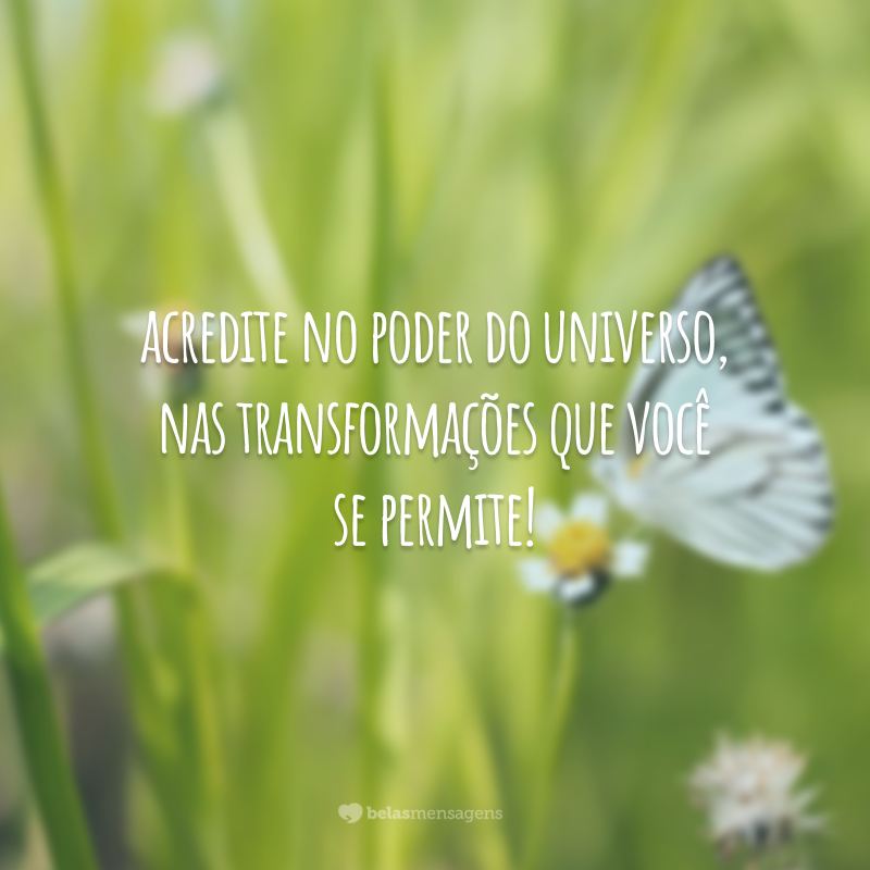 Acredite no poder do universo, nas transformações que você se permite!