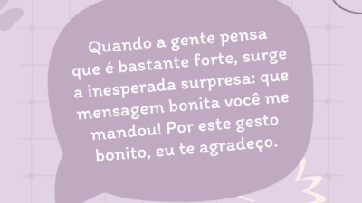 Muito obrigado pela mensagem
