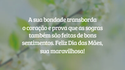 A sua bondade transborda o coração e prova que as sogras também são feitas de bons sentimentos. Feliz Dia das Mães, sua maravilhosa!