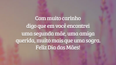Com muito carinho digo que em você encontrei uma segunda mãe, uma amiga querida, muito mais que uma sogra. Feliz Dia das Mães!