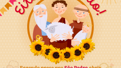 Fazendo prece pra São Pedro abrir as portas do seu coração, Santo Antônio pro casório. É nesse São João que paro na cadeia por roubá seu coração!